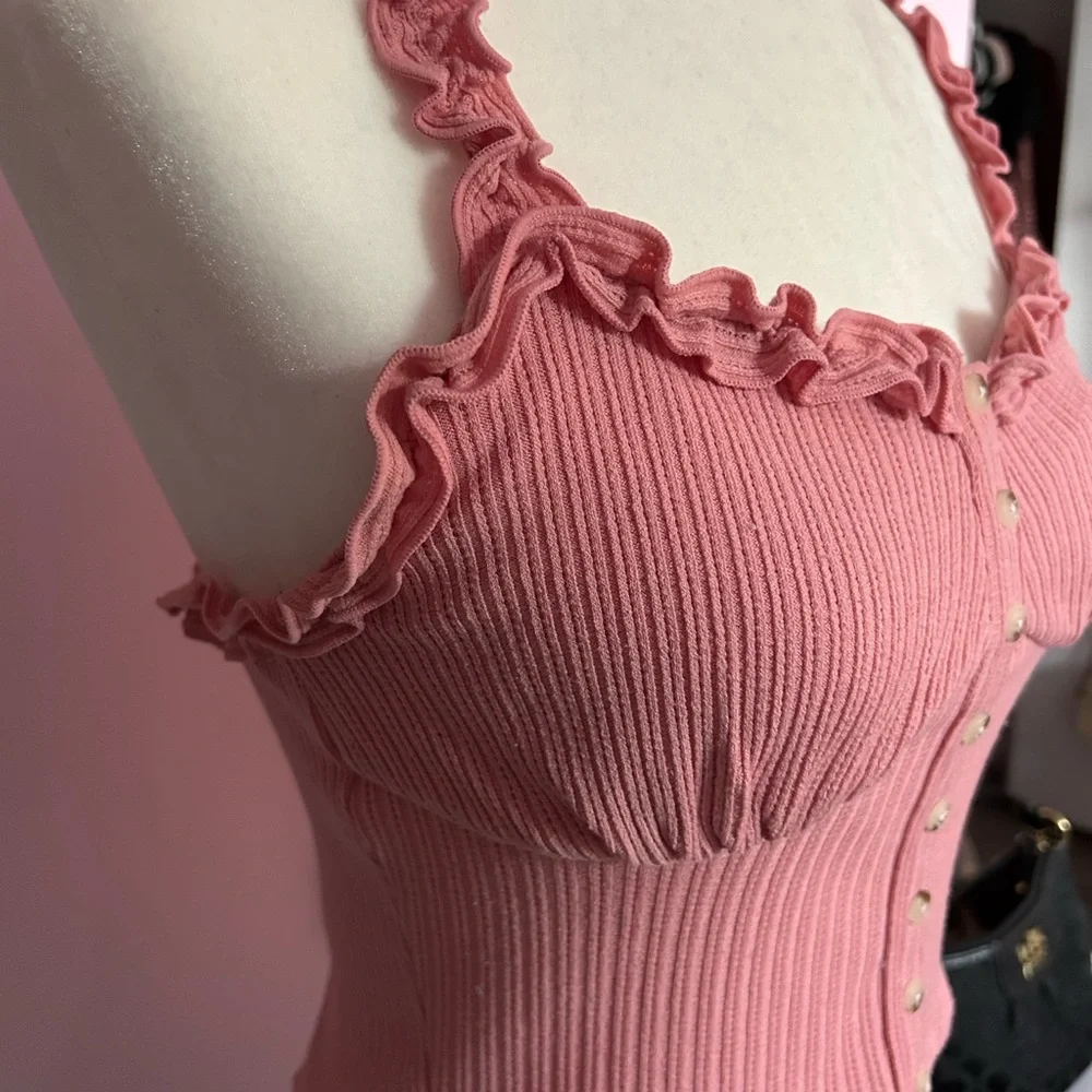 💝Pink cropped tank top - Picture 3 of 4